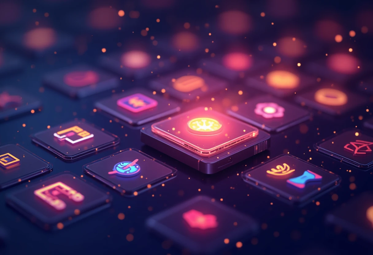 Array of mobile gaming app icons
